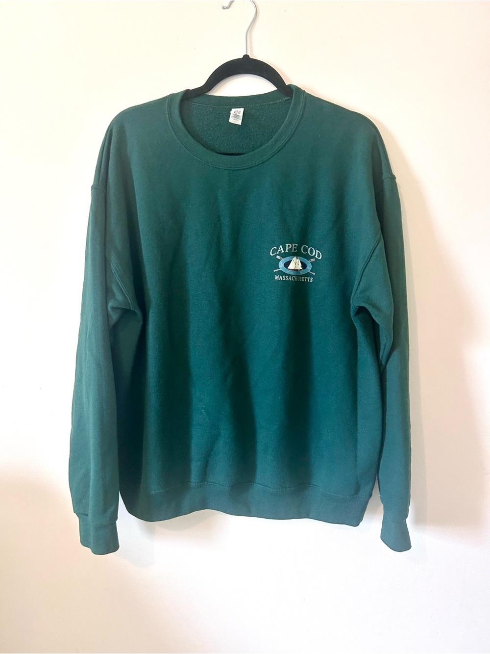 Jerzees Forest Green Cape Cod Mass Crewneck Sweatshirt, Size M
